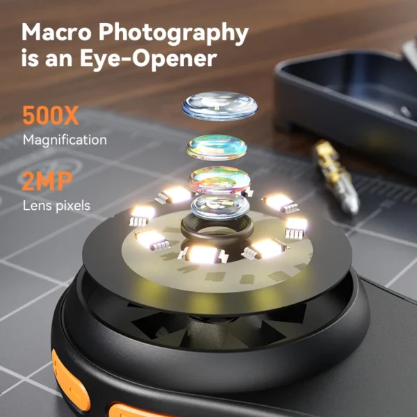 2.0inch 500X Digital Microscope 1080P Video Coin Microscopio with Magnifying Glass Wiht 8Leds for Electronics Repair Windows - Image 4