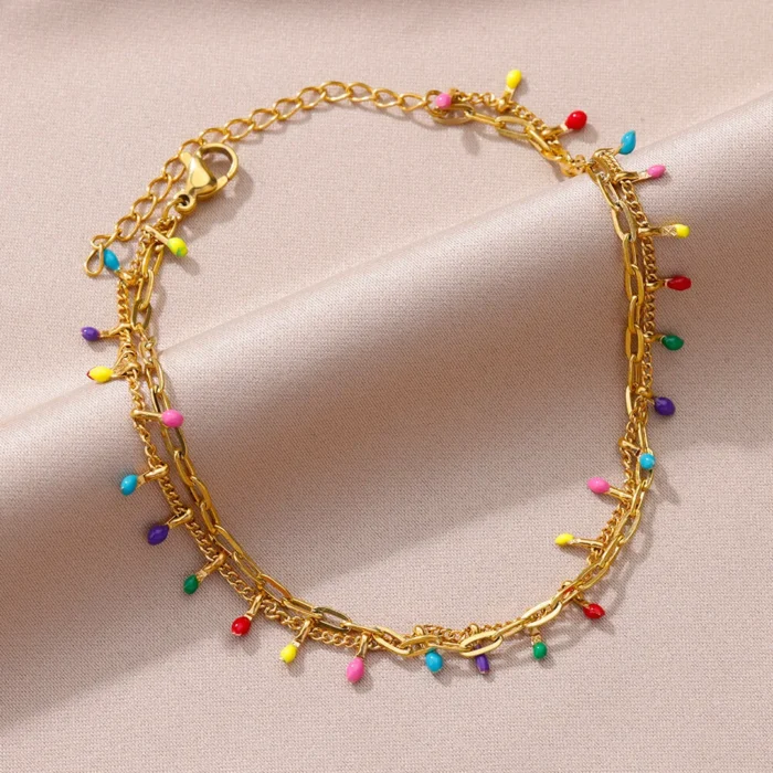 kf-Sdb9a1126bcbc4c32bee00a611c7f4a5fT Boho Drops Anklets For Women Gold Color Stainless Steel Anklet Luxury Wedding Aesthetic Jewelry Gift - Image 4