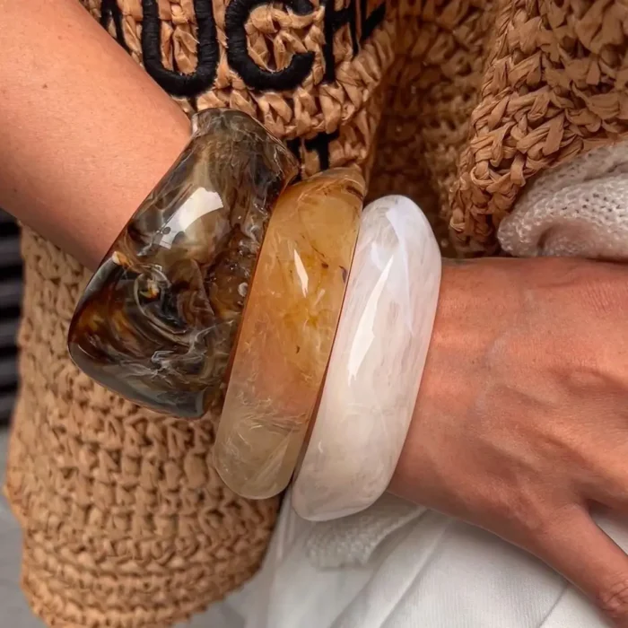 kf-Sdbe7564f4ba64cc89f3f711b30d29b21F Ingemark Exaggerated Resin Geometric Chunky Bangles for Women on Hand Punk Hip Hop Wide Arm Bracelets Aesthetic Y2K Jewelry Gift - Image 1