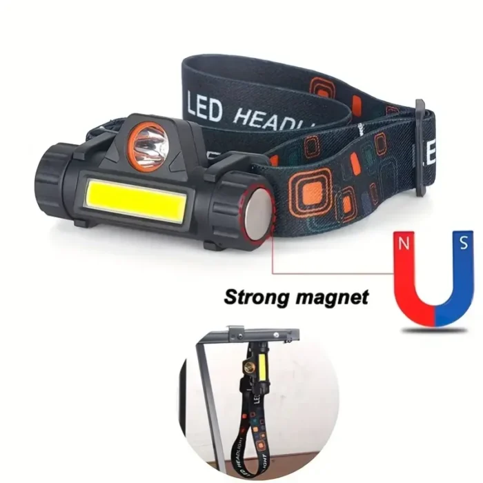 kf-Sdc232072daf6412cbf9b641e539f2585n Rechargeable COB LED USB Headlamp Strong Magnetic Powerful Headlight Super Bright Waterproof Head Torch For Outdoor Fishing - Image 2