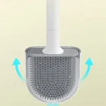 Wall-mounted toilet brush silicone flat brush head toilet brush cleaning brush set toilet clean brush bathroom - Image 4