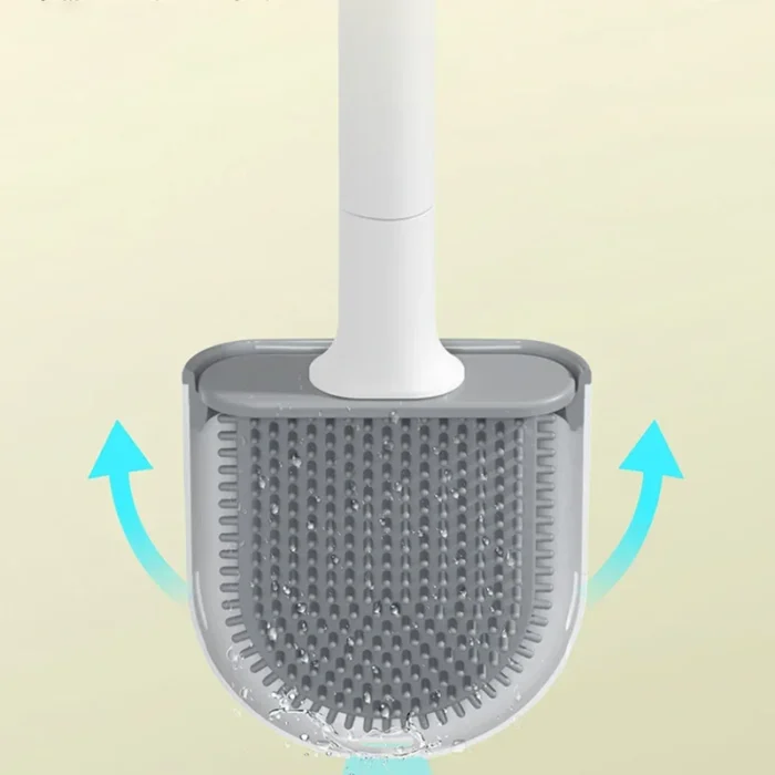 Wall-mounted toilet brush silicone flat brush head toilet brush cleaning brush set toilet clean brush bathroom - Image 4