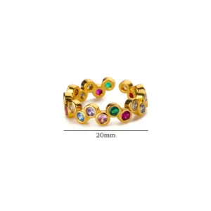 Colorful Tiny Round Rings For Women Stainless Steel Gold Color Adjustable Wedding Ring Luxury Aesthetic Jewlery Couple Gift
