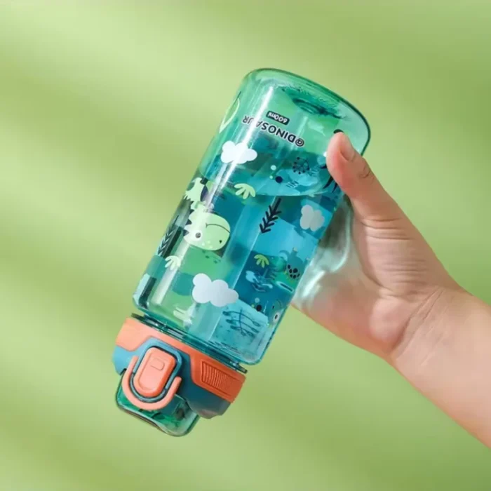 kf-Sdf8328d0fc59430192ad3c87309b2e3fs 600ml Water Bottle With Silicone Straw, Portable Leakproof Bpa-free Dinosaur Rabbit Kids Cup Outdoor Camping Traveling Bottle - Image 4