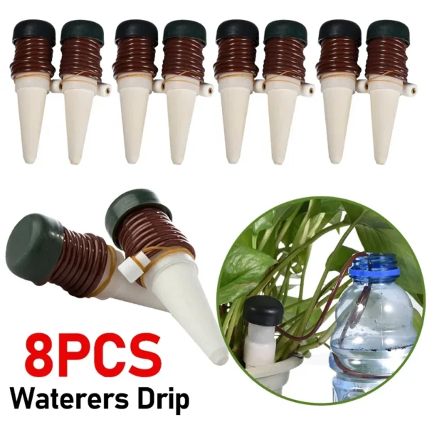 8PCS Self-Watering Drippers, Automatic Deep Root Irrigation Tool for Flower Pots & Bonsai Plants - Image 2