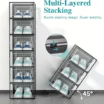 2/6pcs Thick Clear Shoe Boxes Foldable Stackable Plastic Organizer Space Saving Storage for Entry Bedroom Dorm Home Decoration - Image 3