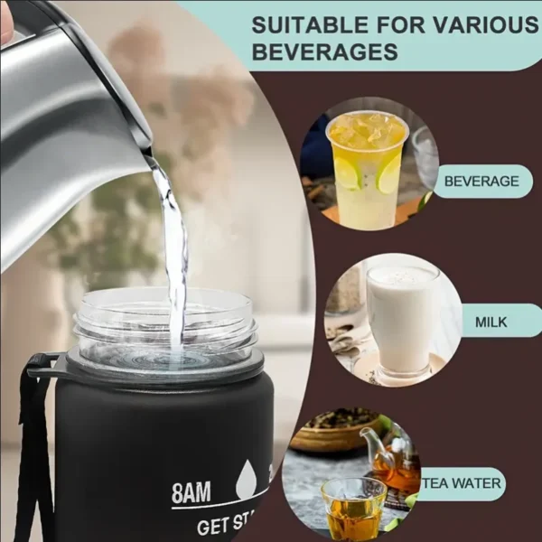 Sports Water Bottle with Time-Tracking Straw Leak Proof Locking Flip Cover for Easy Carry Ideal for Outdoor Adventures - Image 6