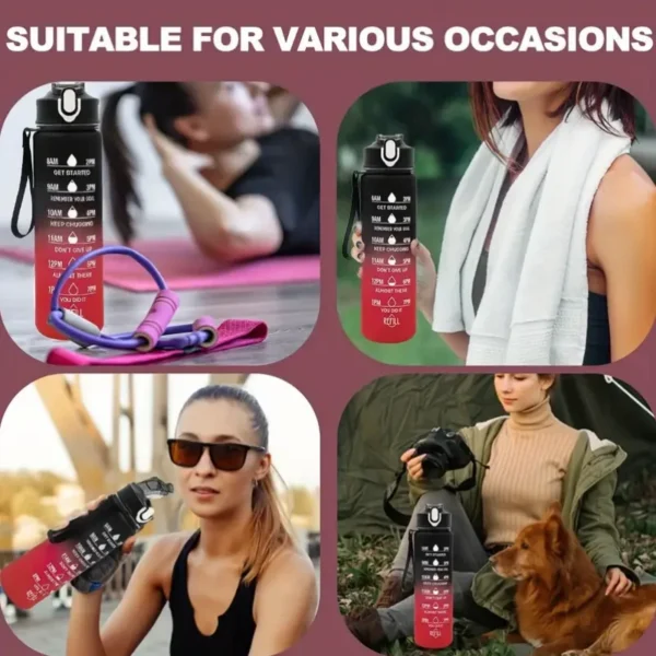 Sports Water Bottle with Time-Tracking Straw Leak Proof Locking Flip Cover for Easy Carry Ideal for Outdoor Adventures - Image 4