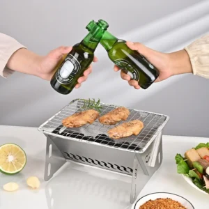 Outdoor Folding Barbecue Stove Stainless Steel Convenient Card Type Firewood Stove Mini Barbecue Rack Household Stove