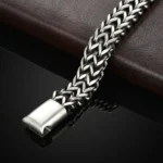 Stainless Steel Braided Double Row Front and Rear Fish Scale Alloy Magnetic Buckle Bracelet with Keel Jewelry New Model - Image 6