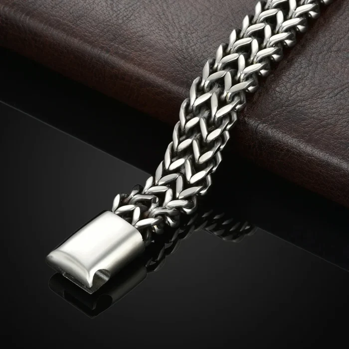 kf-Se42f65a238994c38a045bd63c267cffdX Stainless Steel Braided Double Row Front and Rear Fish Scale Alloy Magnetic Buckle Bracelet with Keel Jewelry New Model - Image 6