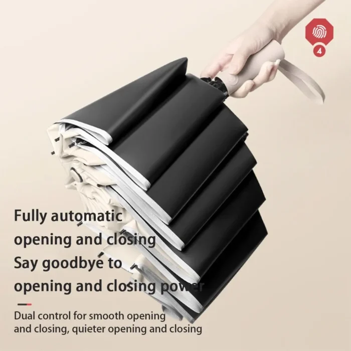 Reflective Umbrellas Reverse Three Fold 20 Bone Black Glue Automatic Sunshade Sunscreen Rain Umbrella Strong Wind Resistance - Image 5