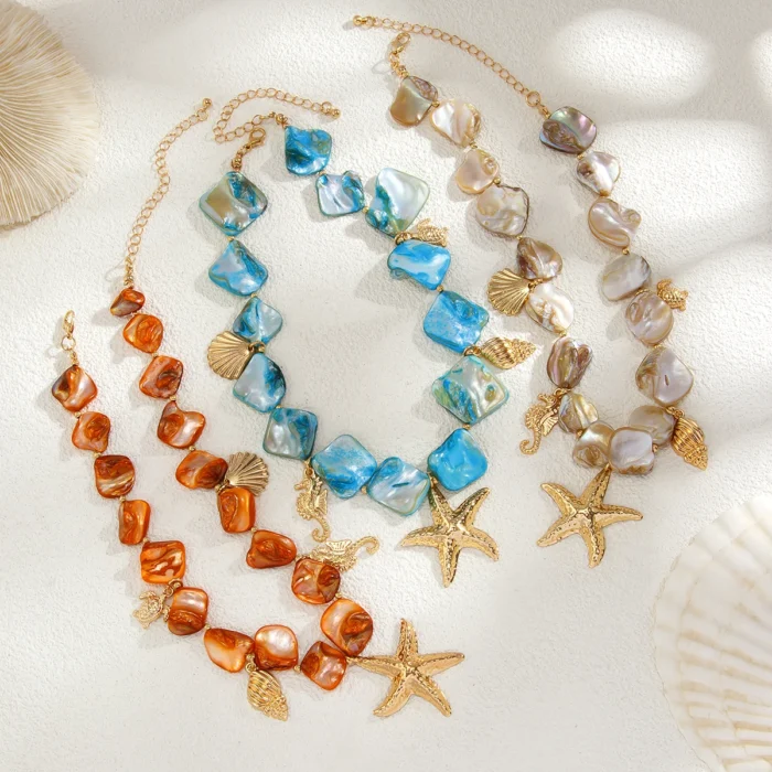 kf-Se7fdacd17b8042c5921c4d1f0c4576f03 Ingemark Bohemian Irregular Chain Necklace for Women Summer Beach Vacation Starfish Conch Pendant Choker Necklace Y2K Jewelry - Image 3