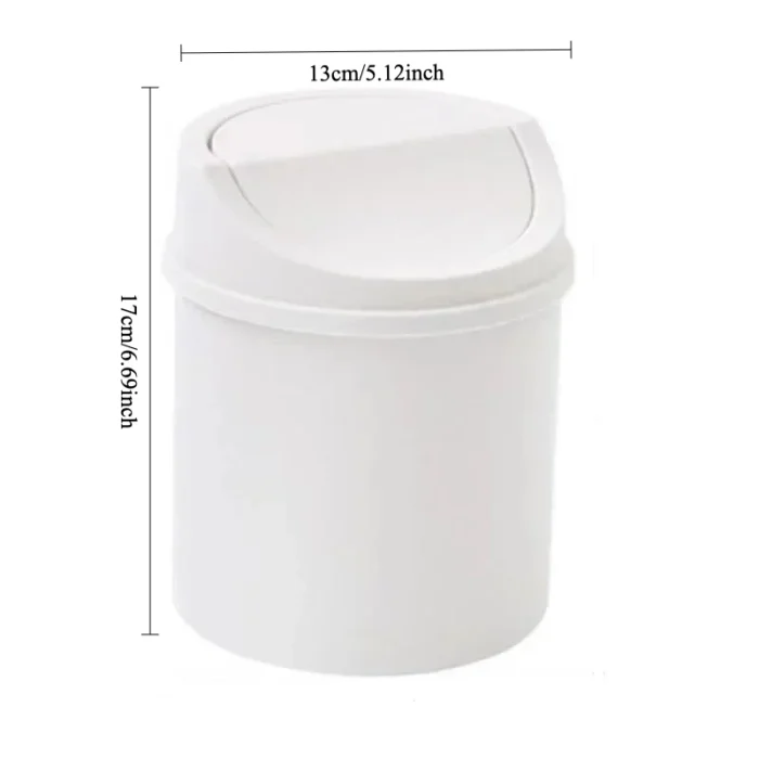 Mini Desktop Bin Small Trash Can Tube with Cover Bedroom Trash Can Garbage Can Clean Workspace Storage Box Home Desk - Image 2