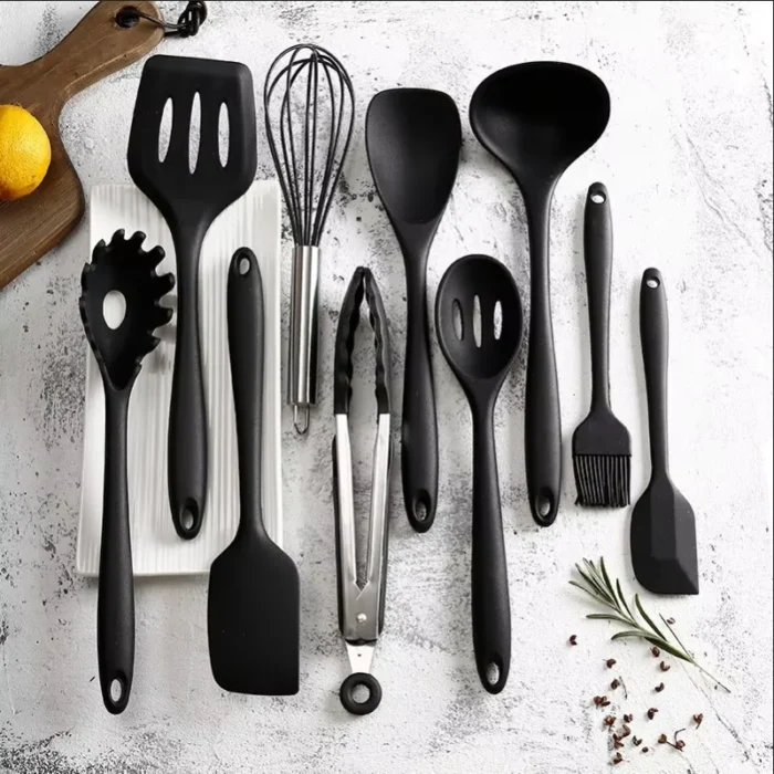 kf-Se8d03ac0ad7640748e0f998372a876fe0 10 PCS Silicone Cookware Set Kitchen Cooking Tools Baking Tools Tableware Silicone Shovel Spoon Scraper Kitchen Accessories - Image 1