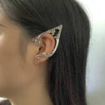 1Pair Goth Punk Fairy Elf Ear Cuff Earrings for Women Trendy Vintage Piercing Clip Earring Halloween Jewelry Accessories Gift