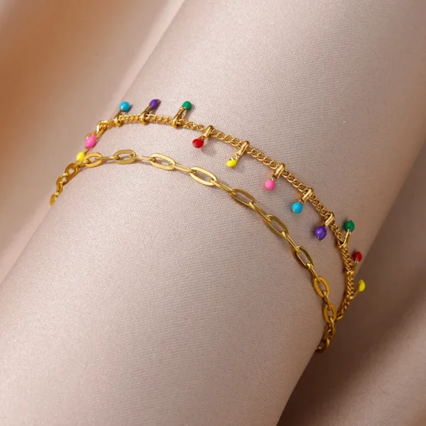 Boho Drops Anklets For Women Gold Color Stainless Steel Anklet Luxury Wedding Aesthetic Jewelry Gift - Image 5