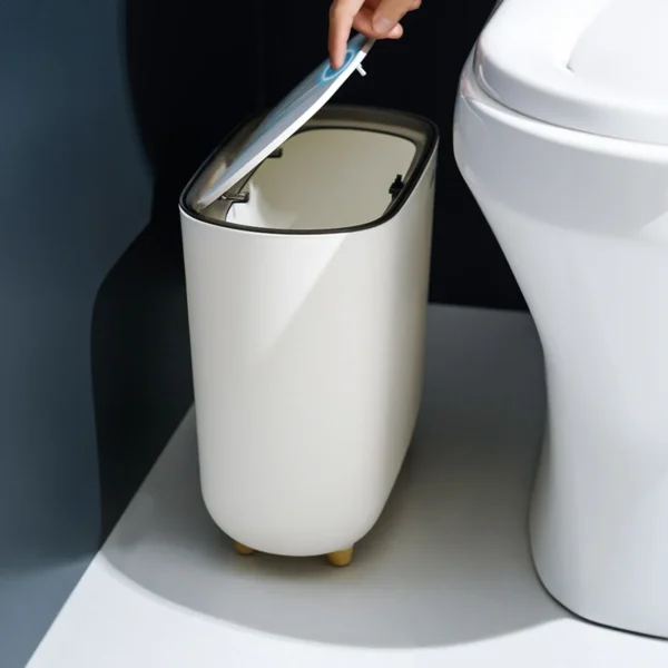 Narrow Shape Press Ring Trash Can with Lid for Bathroom Gap, Highlighting the Features of Garbage Classification - Image 2