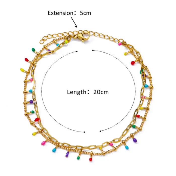 kf-Sec764db5632c46a685e425d0c3112a45B Boho Drops Anklets For Women Gold Color Stainless Steel Anklet Luxury Wedding Aesthetic Jewelry Gift - Image 6