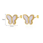 Stainless Steel White Butterfly Earrings for Women Elegant Ear Accessories Aesthetic Butterfly Stud Earring Wedding Jewelry Gift - Image 5