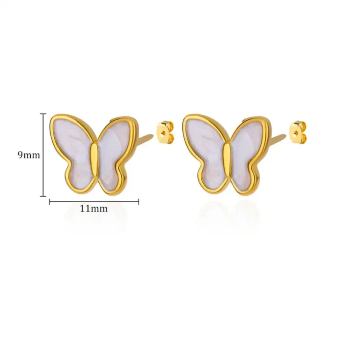 kf-Secb854fed5aa47f7b03deb1929c5f8dfv Stainless Steel White Butterfly Earrings for Women Elegant Ear Accessories Aesthetic Butterfly Stud Earring Wedding Jewelry Gift - Image 5