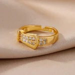 Stainless Steel Belt Rings For Women Zircon Adjustable Belt Finger Ring Femme Geometric Wedding Aesthetic Jewerly Gift anillos - Image 4