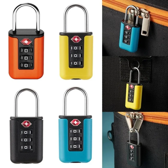 kf-See75021b35664b9aa04979e9c4ce227bC Customs Code Lock for Travel Luggage Password Changeable Black Lock Contrast Design Padlock 3 Digit Combination Lock - Image 2