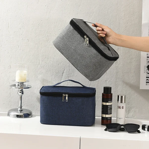 1pc Business Trip Men's Toiletry Bag Double Layer Large Capacity Cosmetic Bag Oxford Cloth Storage Bag Portable Handbag - Image 2
