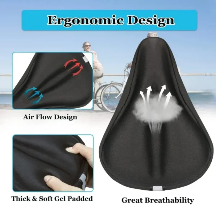 kf-Sef2546de71e44a60a4c4e0d53d85f150H Bike Seat Cover Gel Spong Comfortable Exercise Bike Seat Cushion Cover Soft for Cycling Class Mountain Stationary Bikes - Image 2