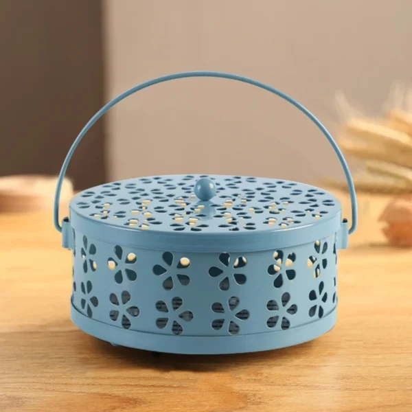 Vintage Cast Iron Mosquito Coil Holder Incense Burner - Portable Iron Incense Burner with Handle for Outdoor Camping Home Decor - Image 2
