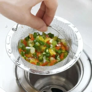 Stainless Steel Sink Filter with Handle Rust Proof Mesh Strainer for Kitchen Bathroom Drain Basket Vegetable Fruit Draining