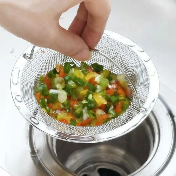 Stainless Steel Sink Filter with Handle Rust Proof Mesh Strainer for Kitchen Bathroom Drain Basket Vegetable Fruit Draining - Image 2