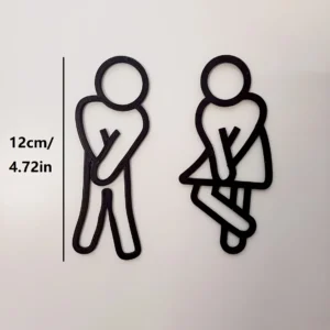 Funny Bathroom Signs for Men Women Creative 2D Flat Restroom Door Decor Restaurant Hotel Cafe Toilet Signage Wall Sticker