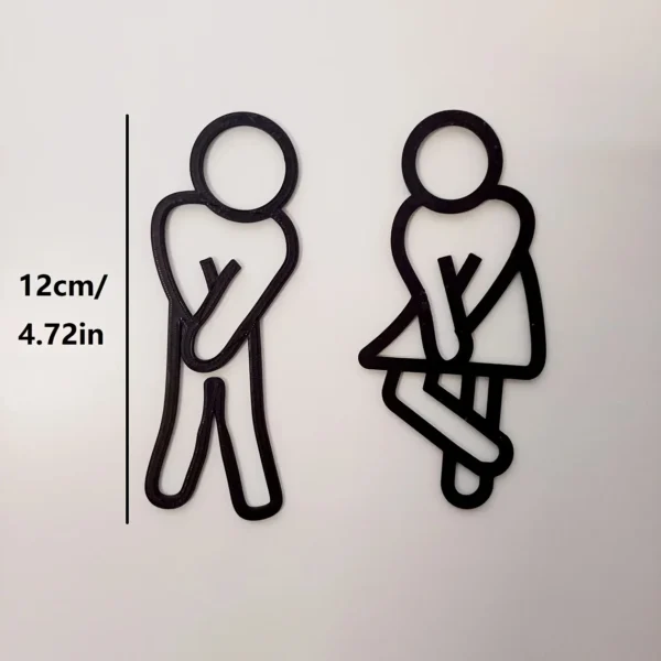 Funny Bathroom Signs for Men Women Creative 2D Flat Restroom Door Decor Restaurant Hotel Cafe Toilet Signage Wall Sticker - Image 3