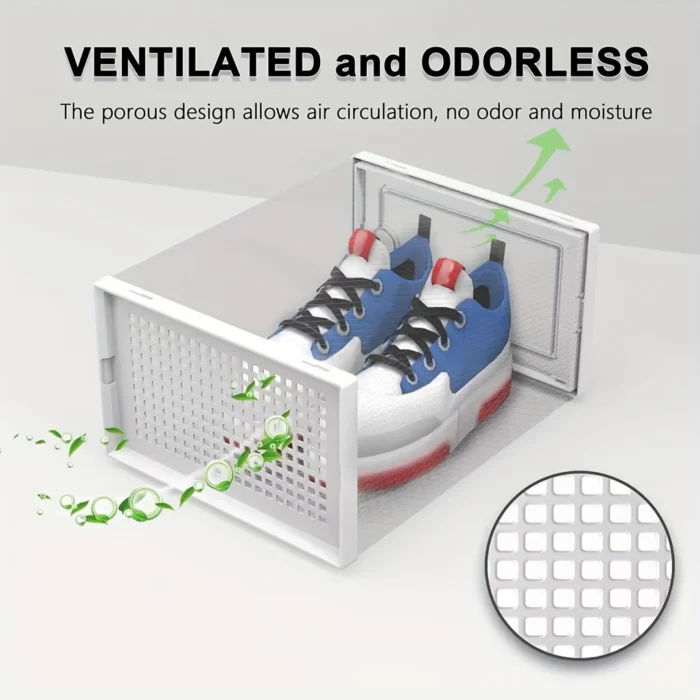 kf-Sf27ebd68da624f02848db211f03df672l 2/6pcs Thick Clear Shoe Boxes Foldable Stackable Plastic Organizer Space Saving Storage for Entry Bedroom Dorm Home Decoration - Image 2