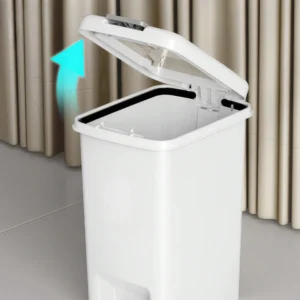 Plastic Foot Pedal Trash Can for Use in Bathroom, Kitchen, Living Room, Dorm, Office Trash Bin