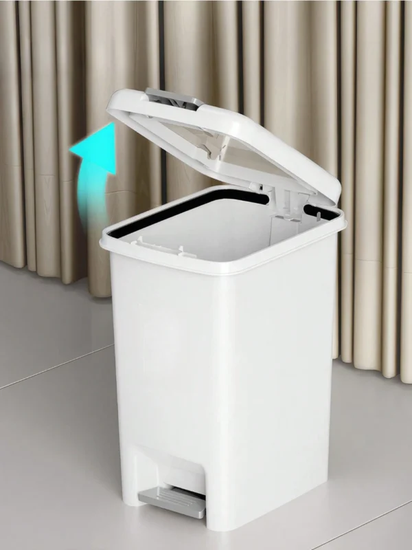 Plastic Foot Pedal Trash Can for Use in Bathroom, Kitchen, Living Room, Dorm, Office Trash Bin - Image 2