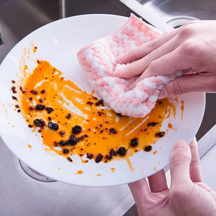 kf-Sf6cdf7128b9644a49d709d1067db4758e 15pcs Coral Fleece Thickened Dish Cloth Does Not Stick To Oil Kitchen Household Absorbs Water Without Shedding Scouring Pad Rag - Image 3