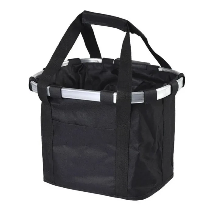 kf-Sf762387ea7e54150aa629492f6d0f39d4 Bicycle Front Basket Bike Small Pet Dog Carry Pouch 2in1 Detachable MTB Cycling Handlebar Tube Hanging Fold Baggage Bag 5KG Load - Image 6