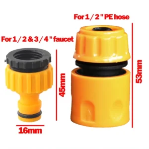 10pcs Hose Quick Connectors, 3/4 & 1/2 Inch Faucet Adapter for Garden Irrigation, Threaded Water Tap Connector