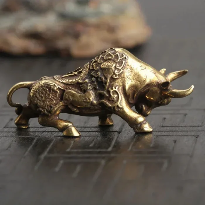 kf-Sfb778f706b854536a65c4d9676acd2ccC Brass Lucky Bull Statue, Copper Animal Figurine for Home & Office Desk Decor, Wealth Bring Ornaments - Image 6