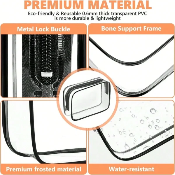 Clear Toiletry Bag,Portable Travel Makeup Bags With Zipper Clear Organizer Bags PVC Cosmetic Pouch For Airport Airline Compliant - Image 5