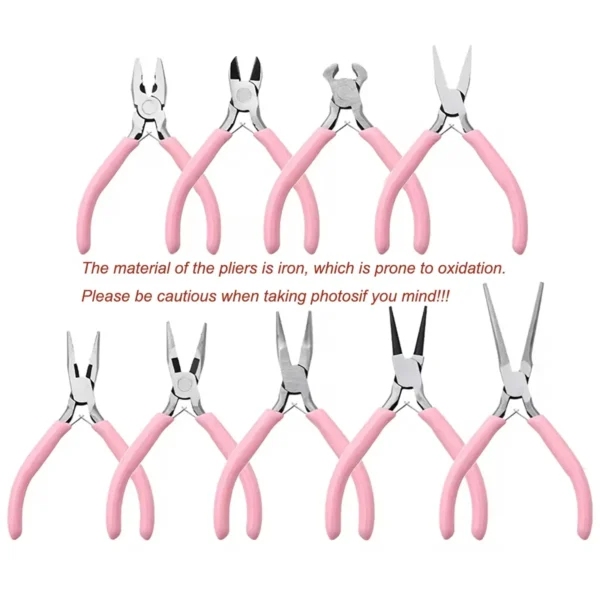 Cute Pink Color Handle Anti-slip Splicing and Fixing Jewelry Pliers Tools & Equipment Kit for DIY Jewelery Making Needlework - Image 5