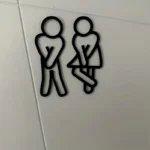Funny Bathroom Signs for Men Women Creative 2D Flat Restroom Door Decor Restaurant Hotel Cafe Toilet Signage Wall Sticker - Image 5