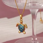 Colored Turtle Pendant Necklace for Women Summer Beach Female Charm Necklace Beads Chain Cute Stainless Steel Jewelry collar - Image 4