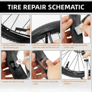 Bike Tire Repair Kit Multifunctional Bike Repair Tool Tire Puncture Repair Kit Tire Fix Self-Adhesive Tire Patch Kit Flat Tire
