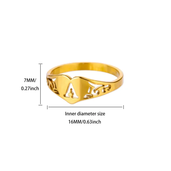 kf-Sff3d07c84f7c4c7c8c7e244c87e29ceaU Fashion Hollow Initial Letter Heart Rings For Women Gold Color Stainless Steel A-Z Letter Ring Aesthetic Wedding Jewelry Gift - Image 6
