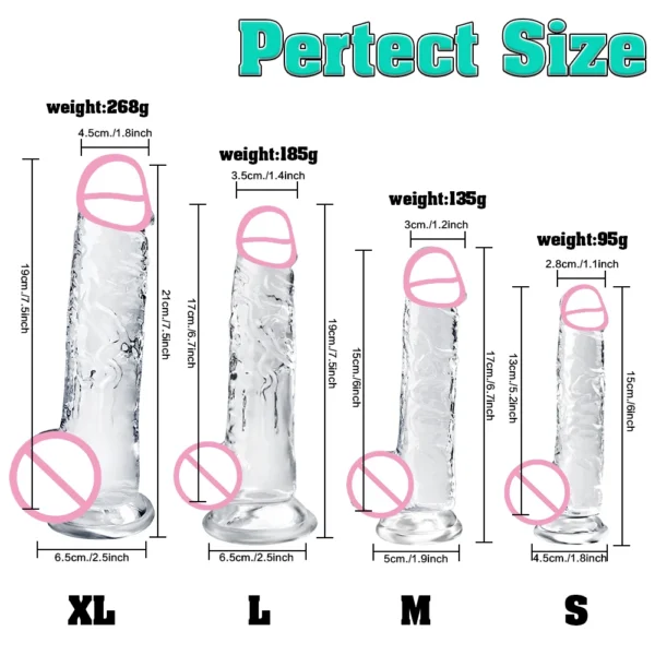 Soft Jelly Dildo Different Sizes Transparent Realistic Fake Dick Penis with Suction Cup G Spot Vagina Massage Sex Toy for Women - Image 6