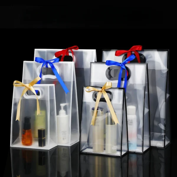 Get 10pcs Transparent Gift Bags For Wedding Birthday Baptism Party Candy Souvenir Cosmetics Package Bag Plastic Handbag Shopping Bag - Image 3