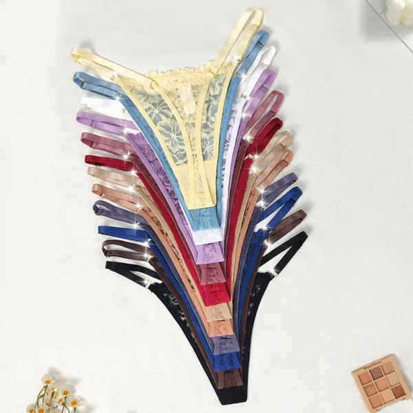 12pcs/Set Low Rise Sexy Women's G-string Breathable Comfortable Female Lingerie Erotic Elegant Lady Thongs Underwear Panties - Image 2